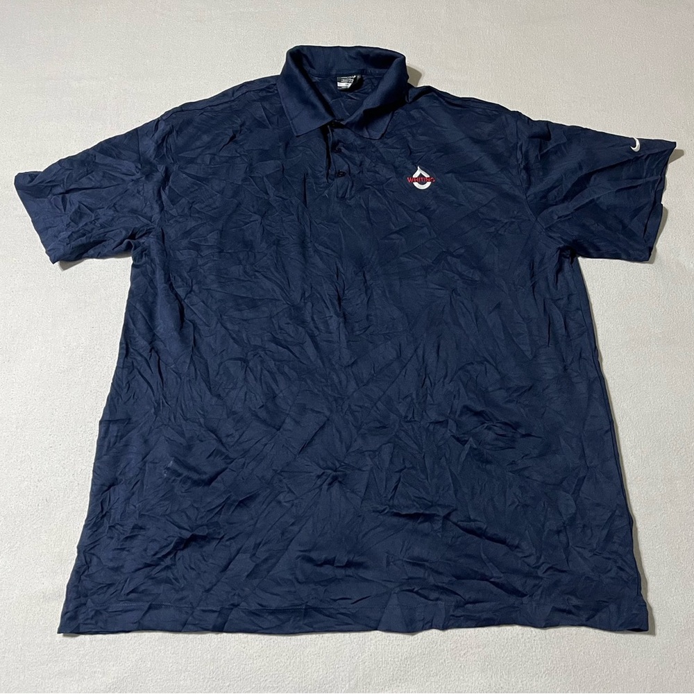 Nike Mens 4XL Polo Wrinkle Shirt Logo Blue Golf Dri-Fit 100%‎ Polyester